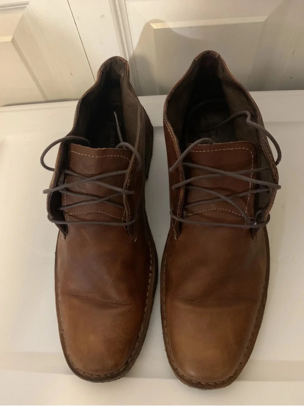 Johnston & Murphy Mens Sz 13M Red‎ Brown Leather Chukka Desert Boot Shoes